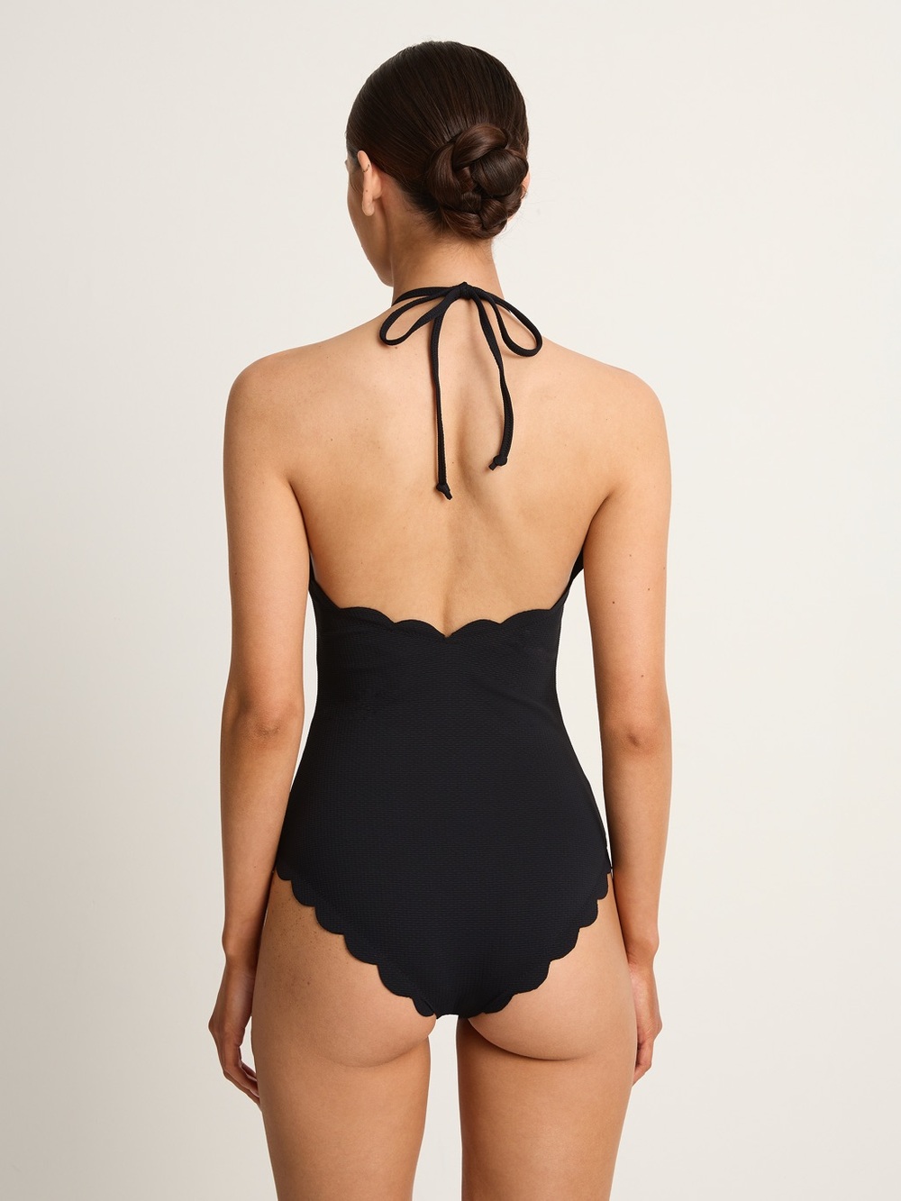 MARYSIA Mott Scalloped Halter Maillot One Piece Swimsuit Black - Picture 8 of 11